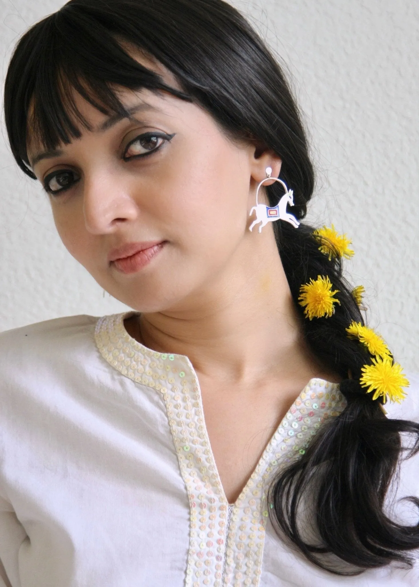 'The Ashwins'; whimsical prancing horse earrings