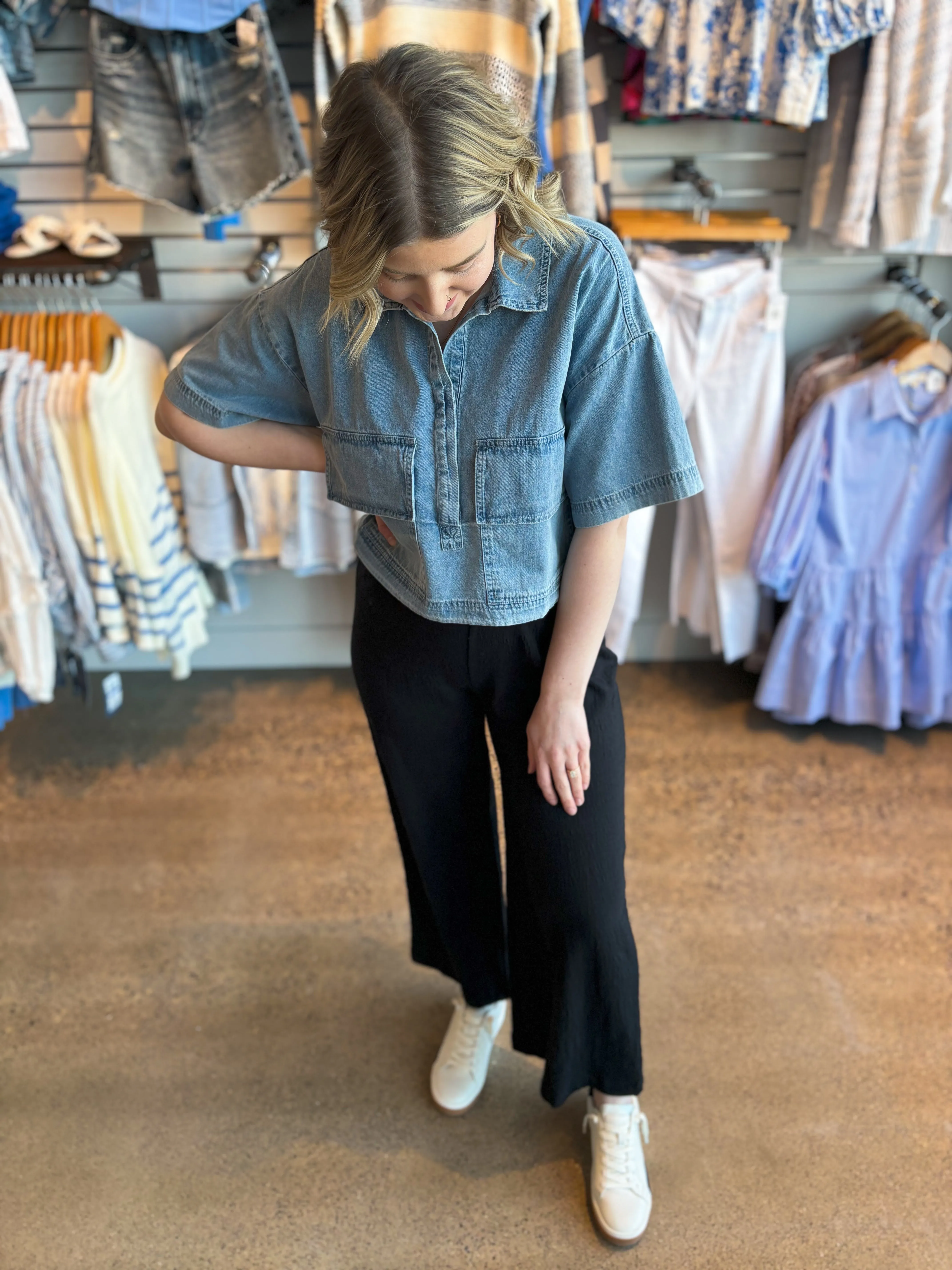 The Georgie Cropped Denim Shirt