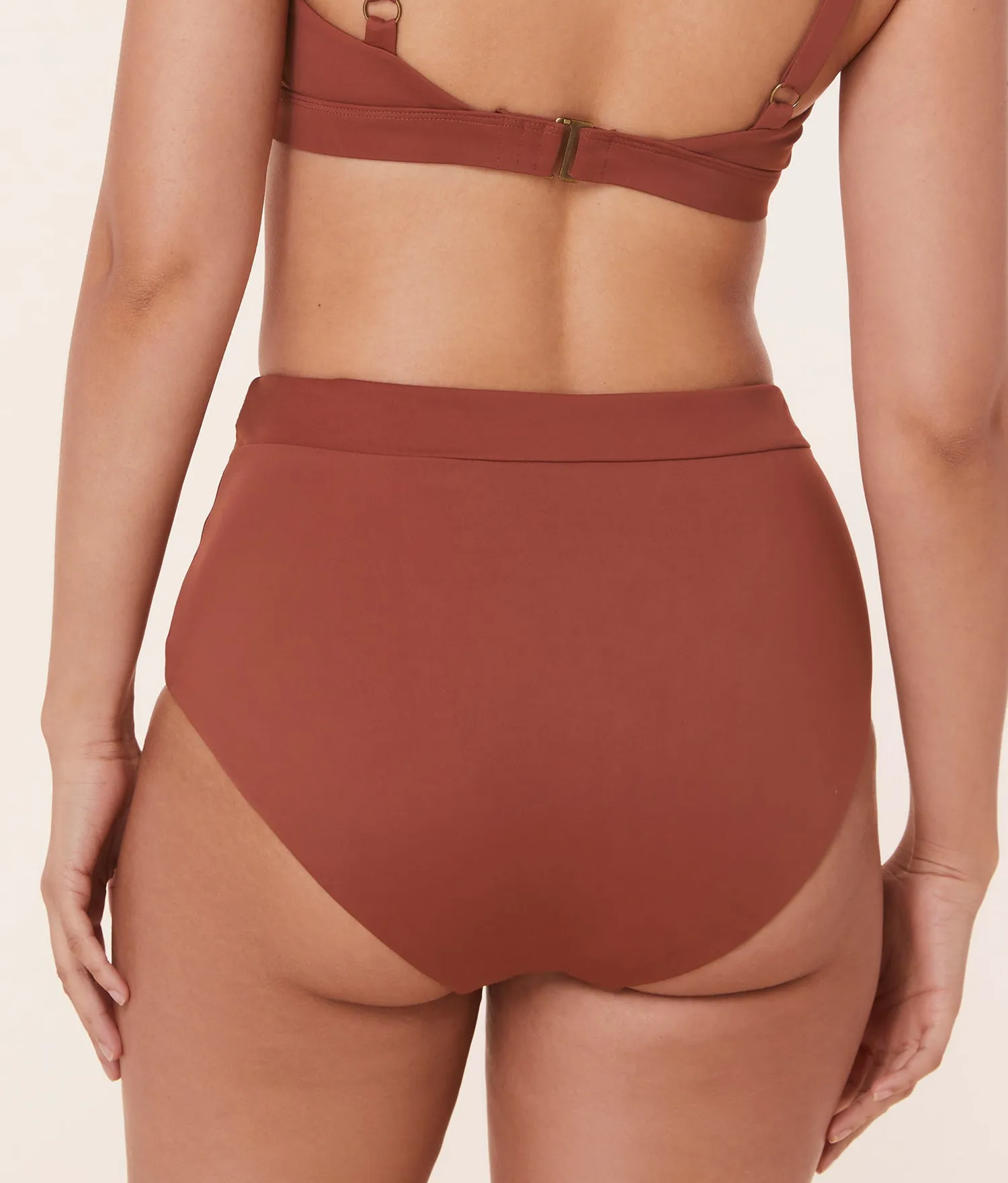 The Wide Band High Waist Bikini Bottom - Eco Nylon - Sequoia