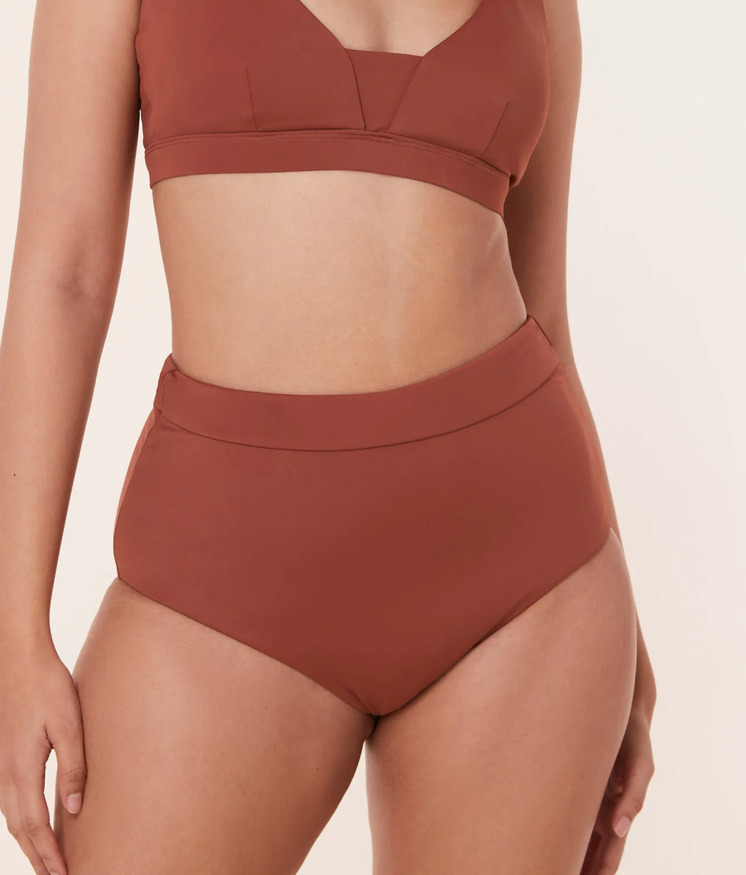 The Wide Band High Waist Bikini Bottom - Eco Nylon - Sequoia