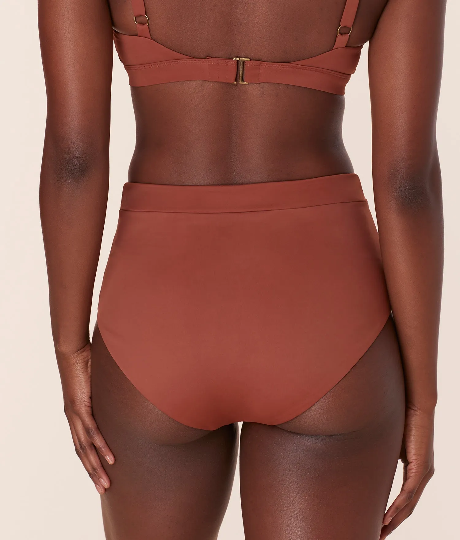 The Wide Band High Waist Bikini Bottom - Eco Nylon - Sequoia