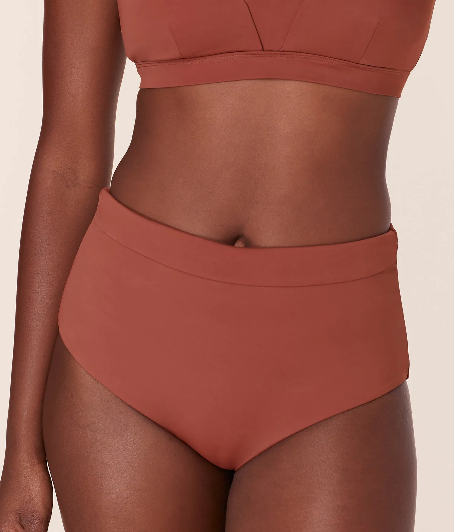 The Wide Band High Waist Bikini Bottom - Eco Nylon - Sequoia