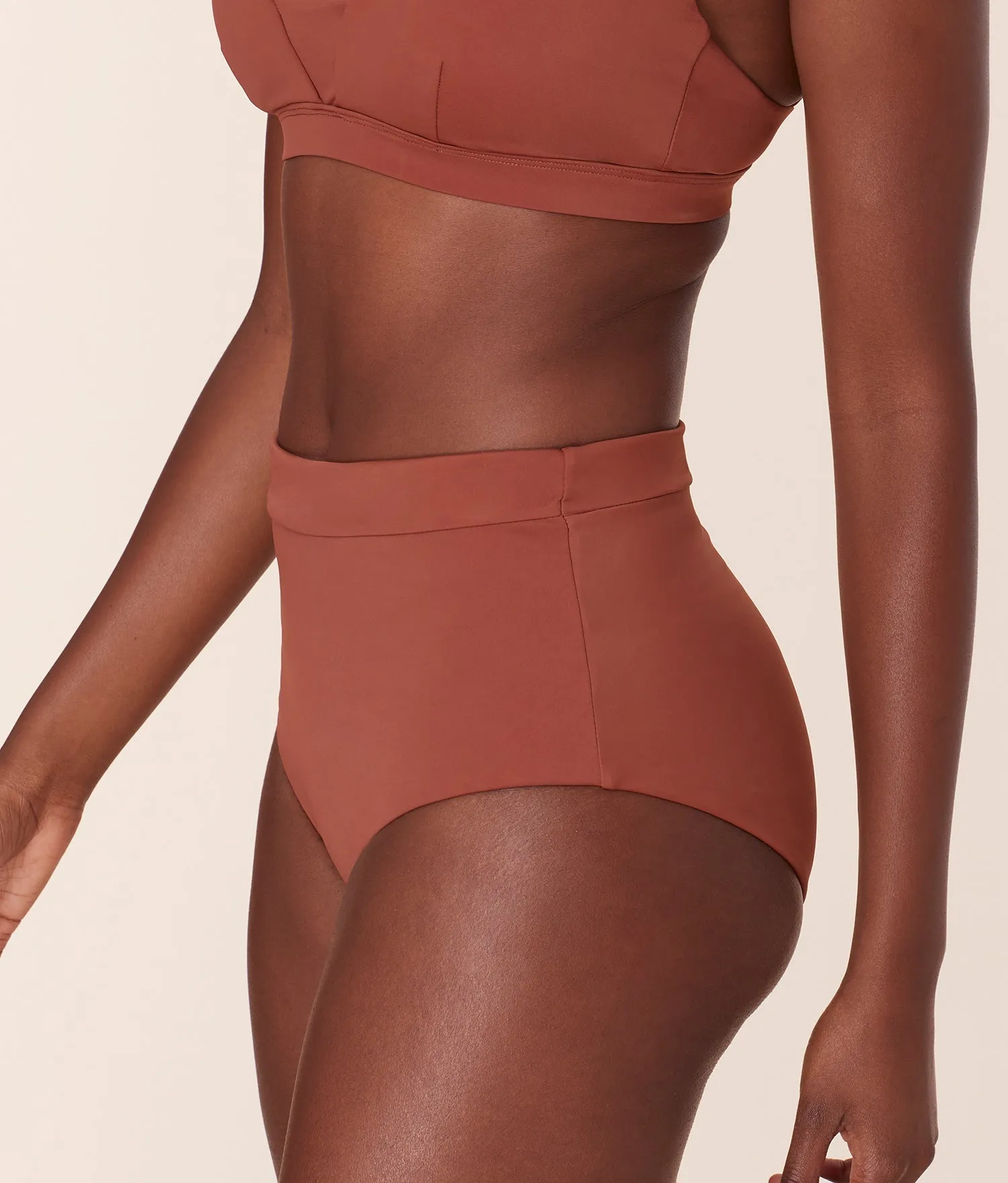 The Wide Band High Waist Bikini Bottom - Eco Nylon - Sequoia
