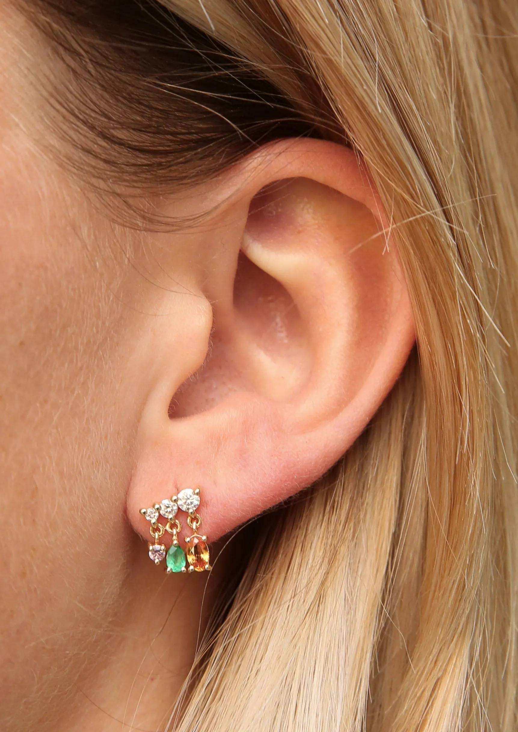 The Winged Cascade Gem Stud - Warm