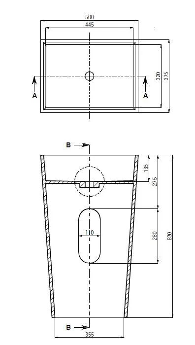Toka Lite Mel - Rectangular Pedestal Stone Basin - 831mm - CSB81