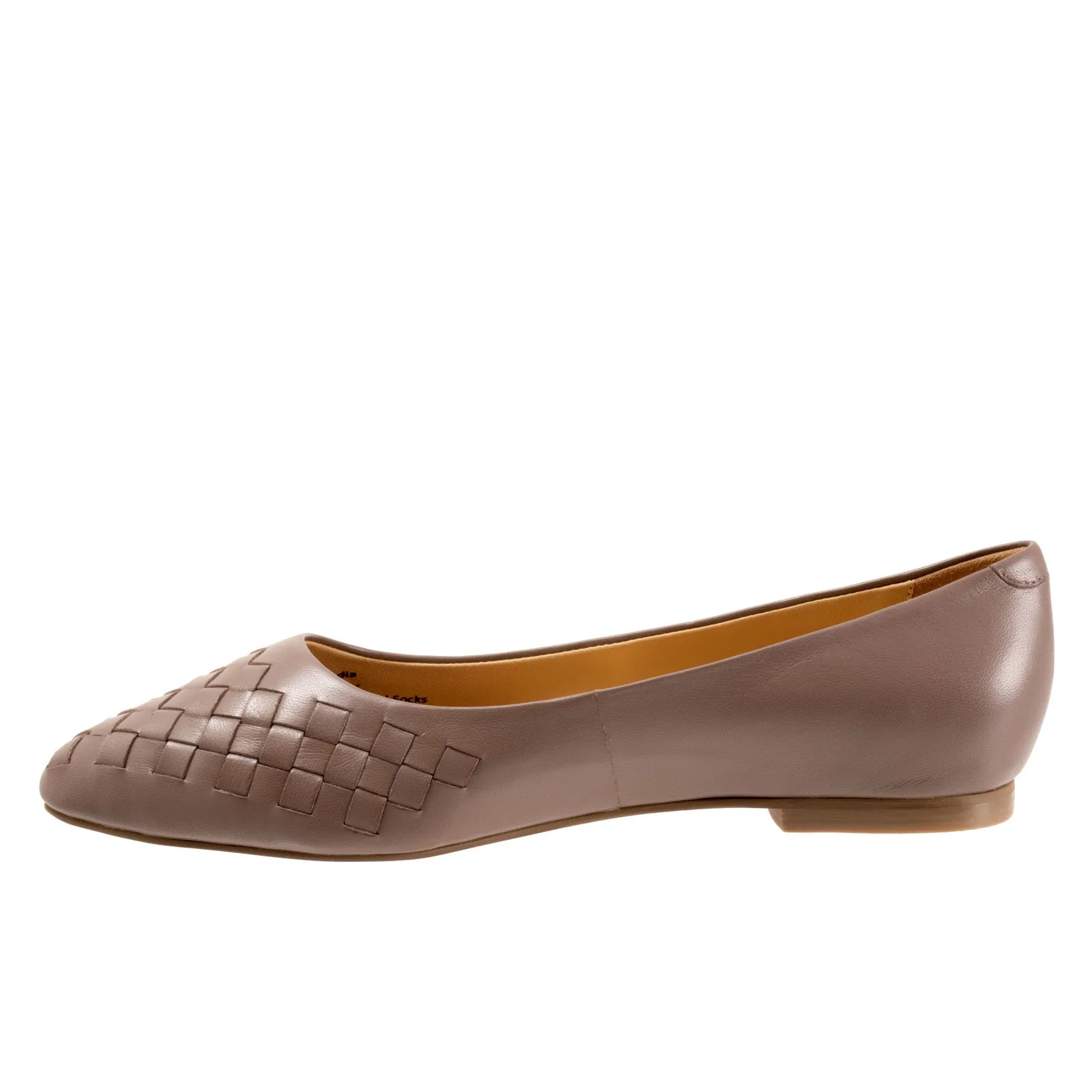 Trotters Estee Woven T1769-117 Womens Brown Wide Leather Loafer Flats Shoes
