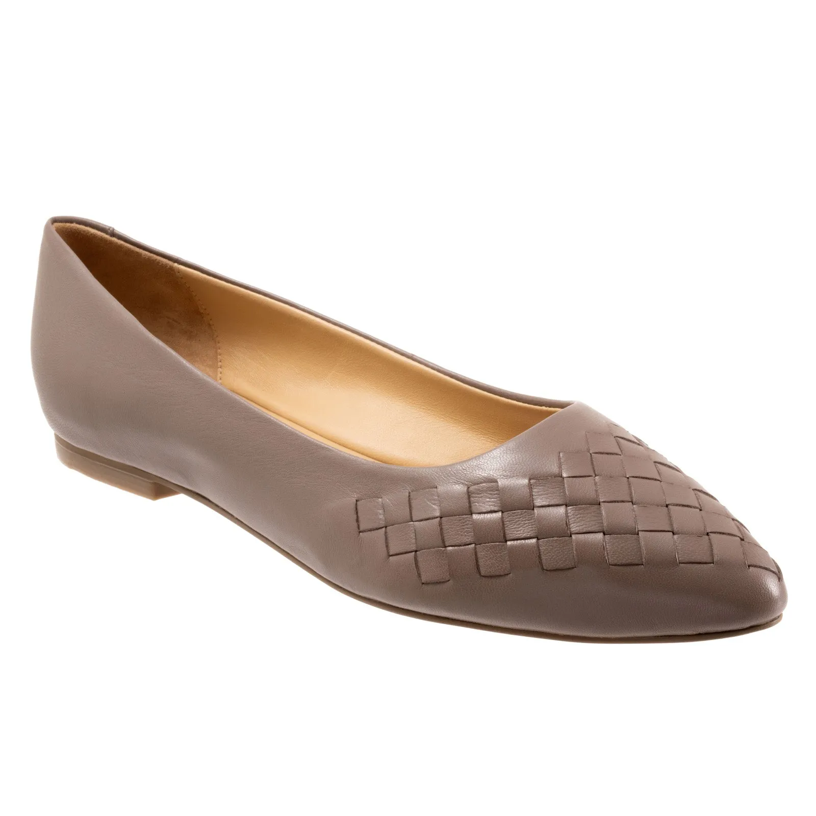 Trotters Estee Woven T1769-117 Womens Brown Wide Leather Loafer Flats Shoes