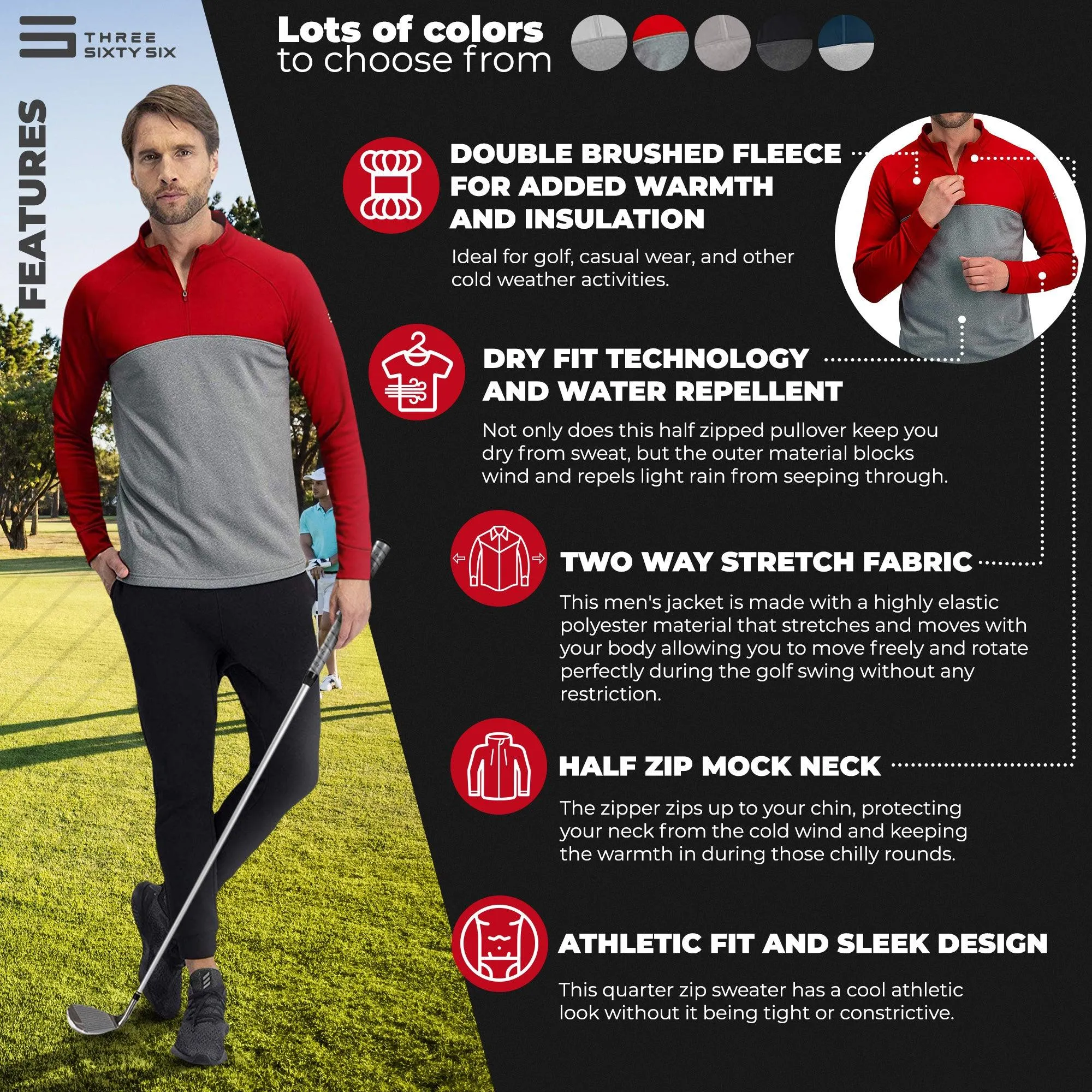 Two Tone Half-Zip Golf Pullover