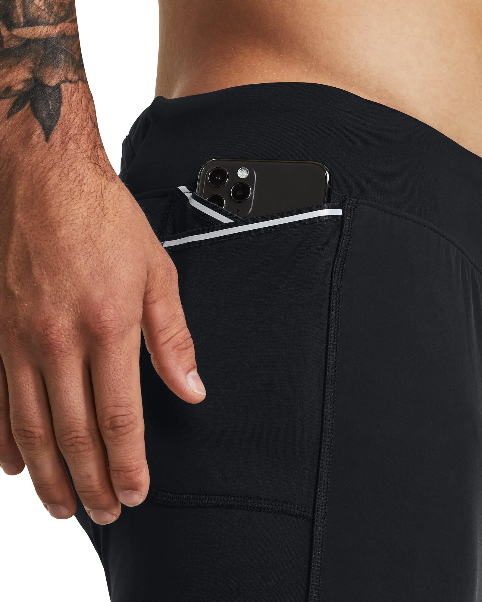 Under Armour Qualifier Elite Cold Mens Long Running Tights - Black