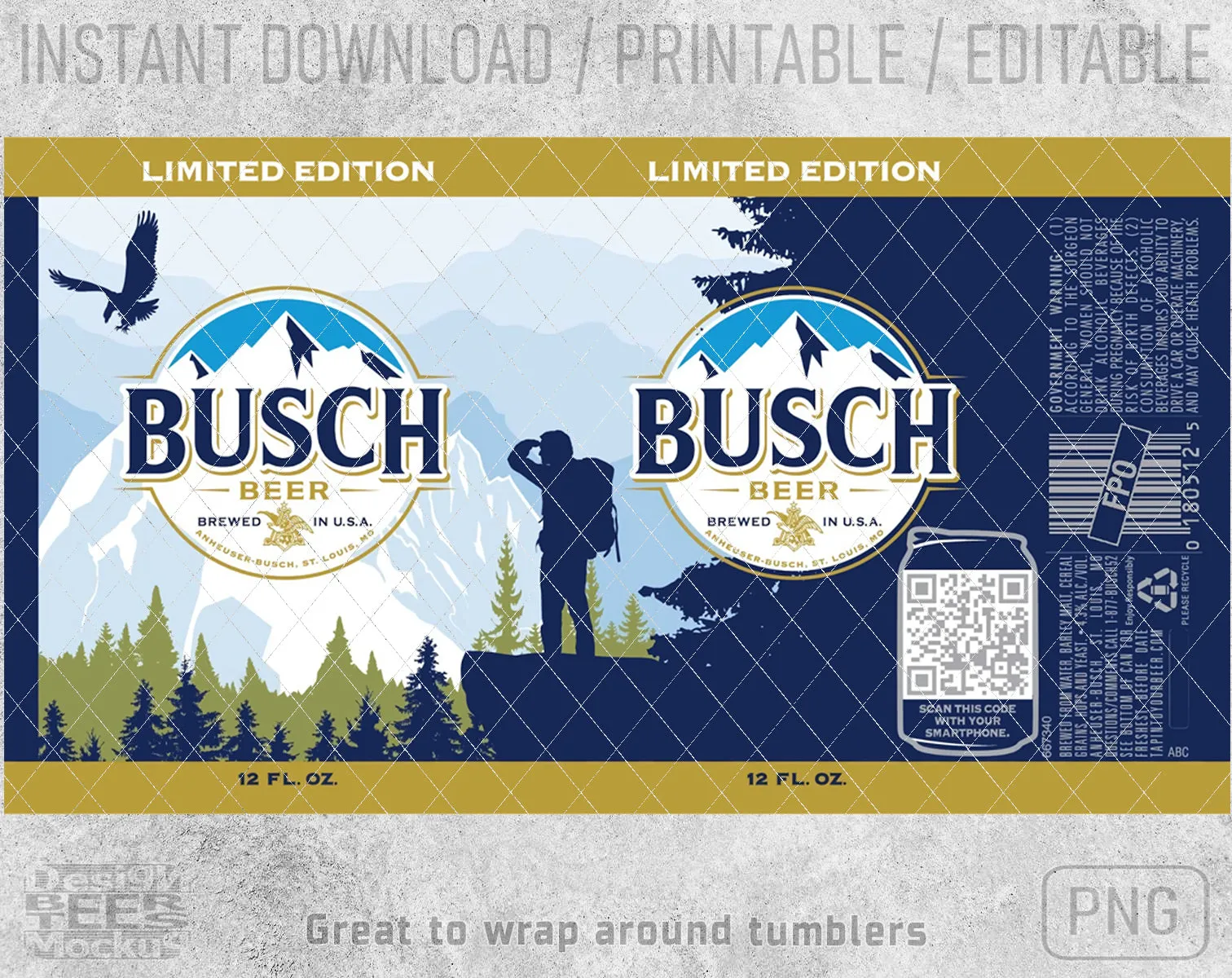 Unofficial Busch Light Latte Beer Logo Can Wrap Limited Edition Great to wrap around tumblers PNG File Printable