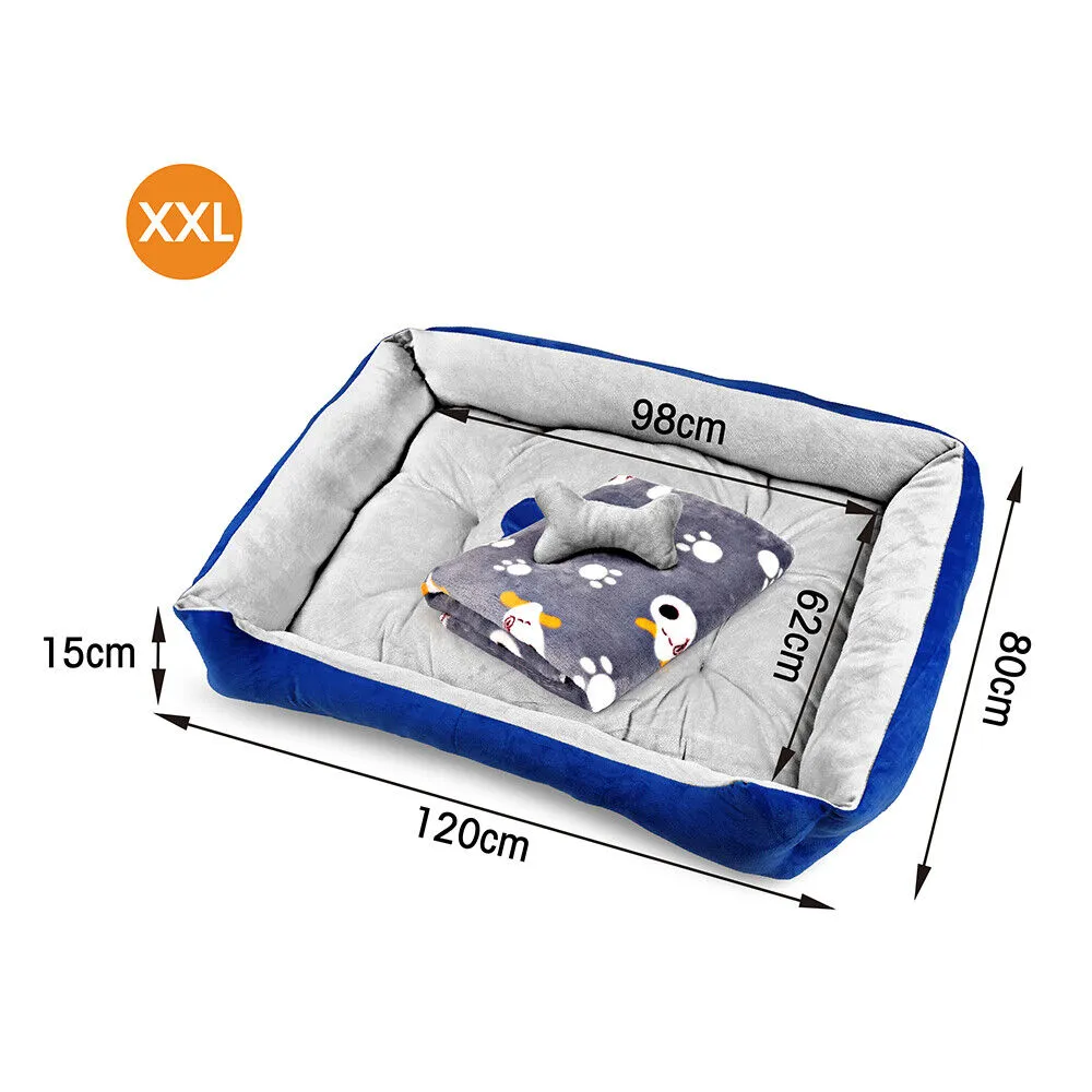 Vaka Navy Dog Bed Pet Cat Calming Floor Mat Sleeping Cave Washable Extra Large 29703