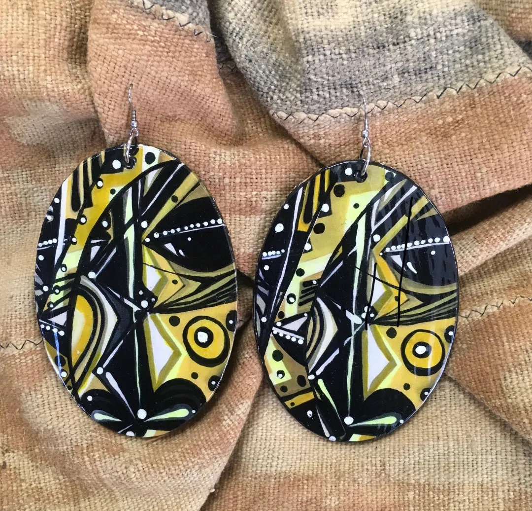 Via Wearable Art Earrings Mask Abstract