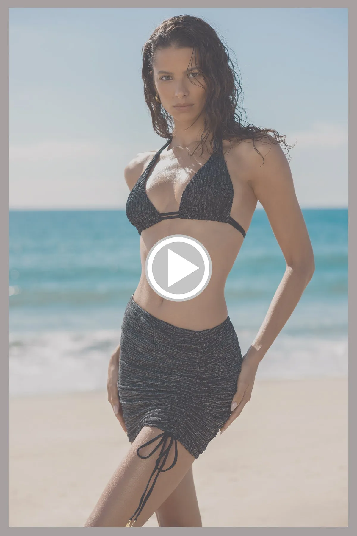 VIBRAS - Triangle Halter Top & Scrunch Up Mini Skirt • Black
