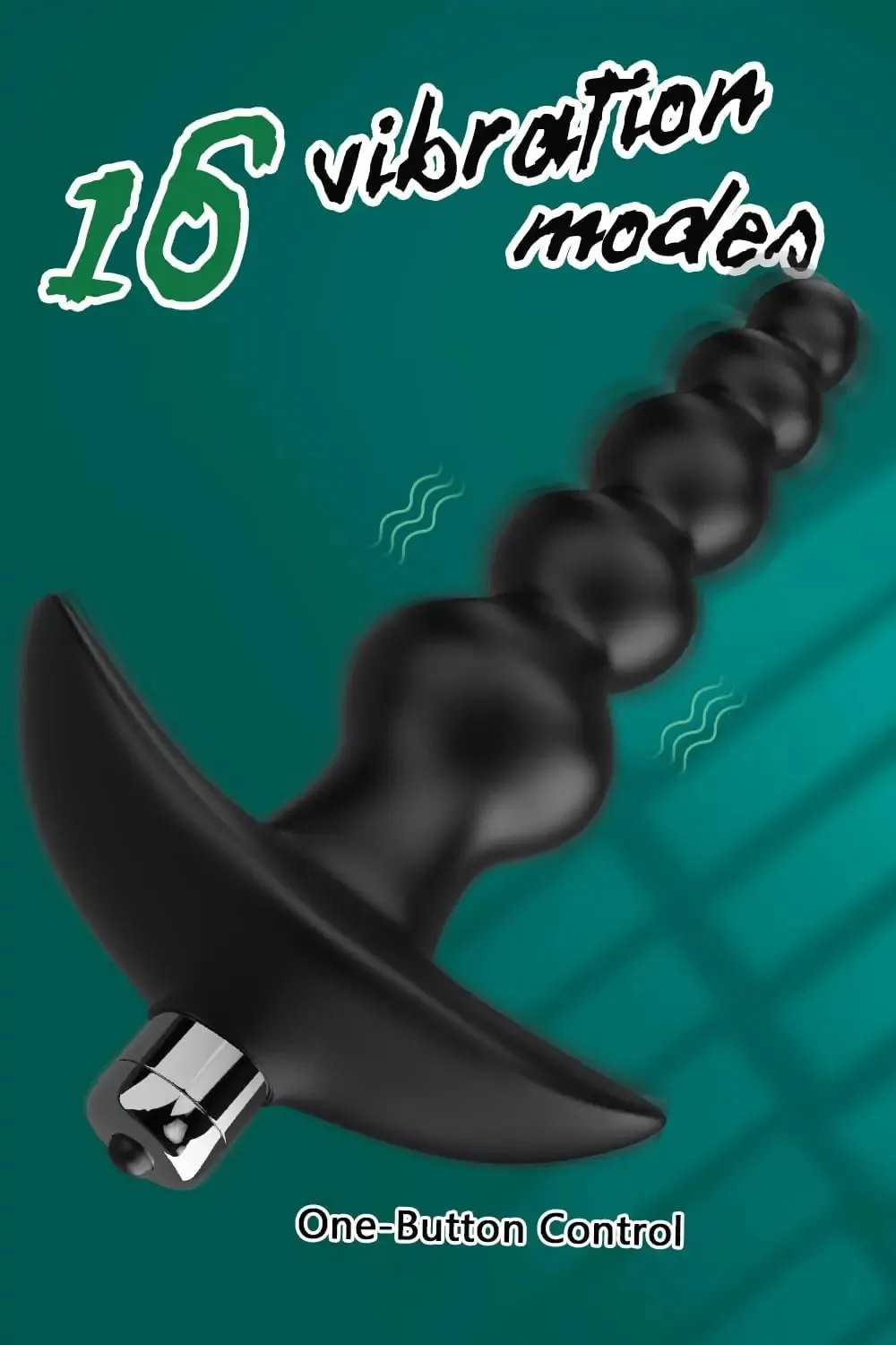 Vibrating Graduated Design Anal Beads Flexible Silicone Butt Plug 6 Inch