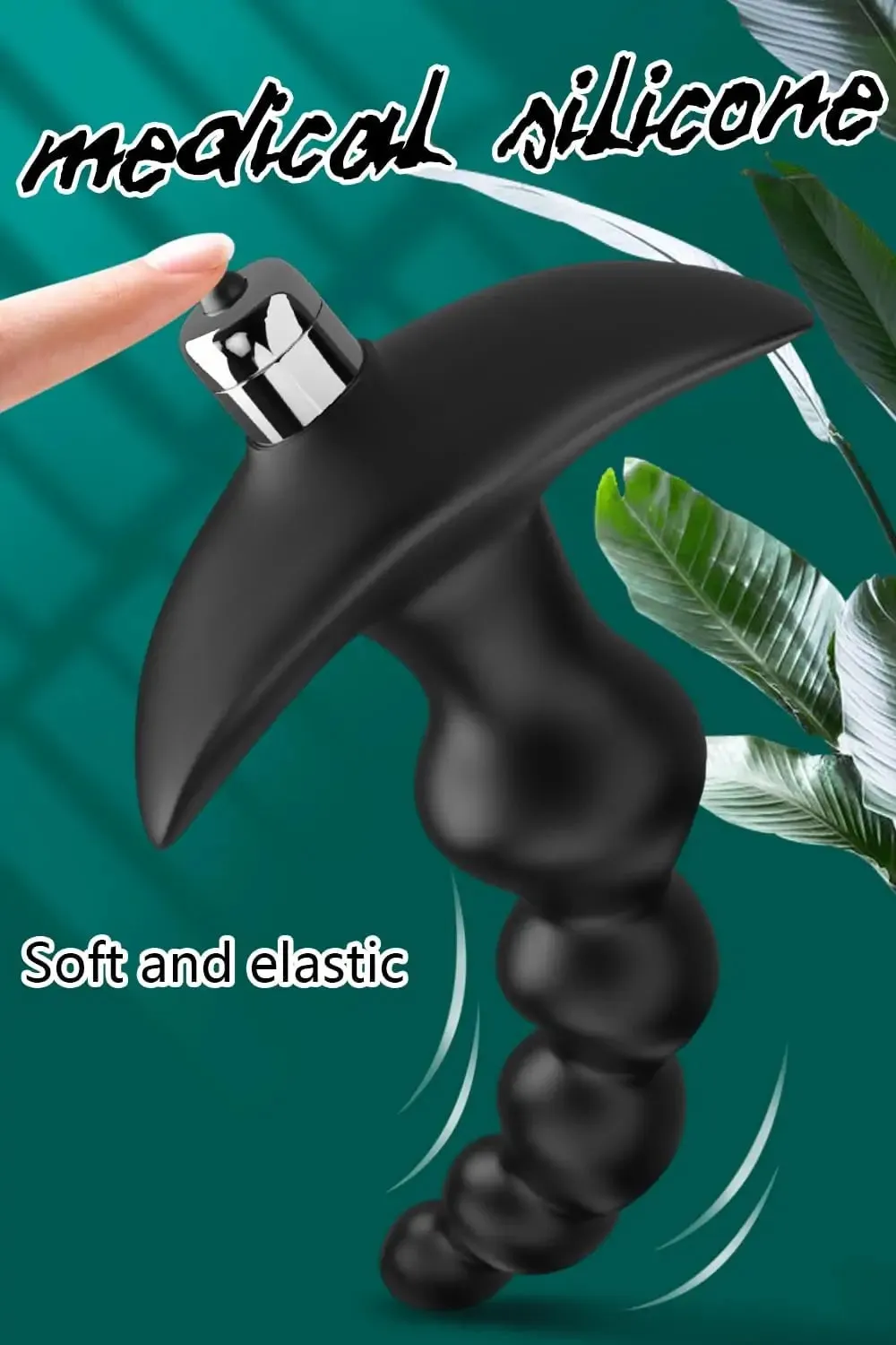 Vibrating Graduated Design Anal Beads Flexible Silicone Butt Plug 6 Inch