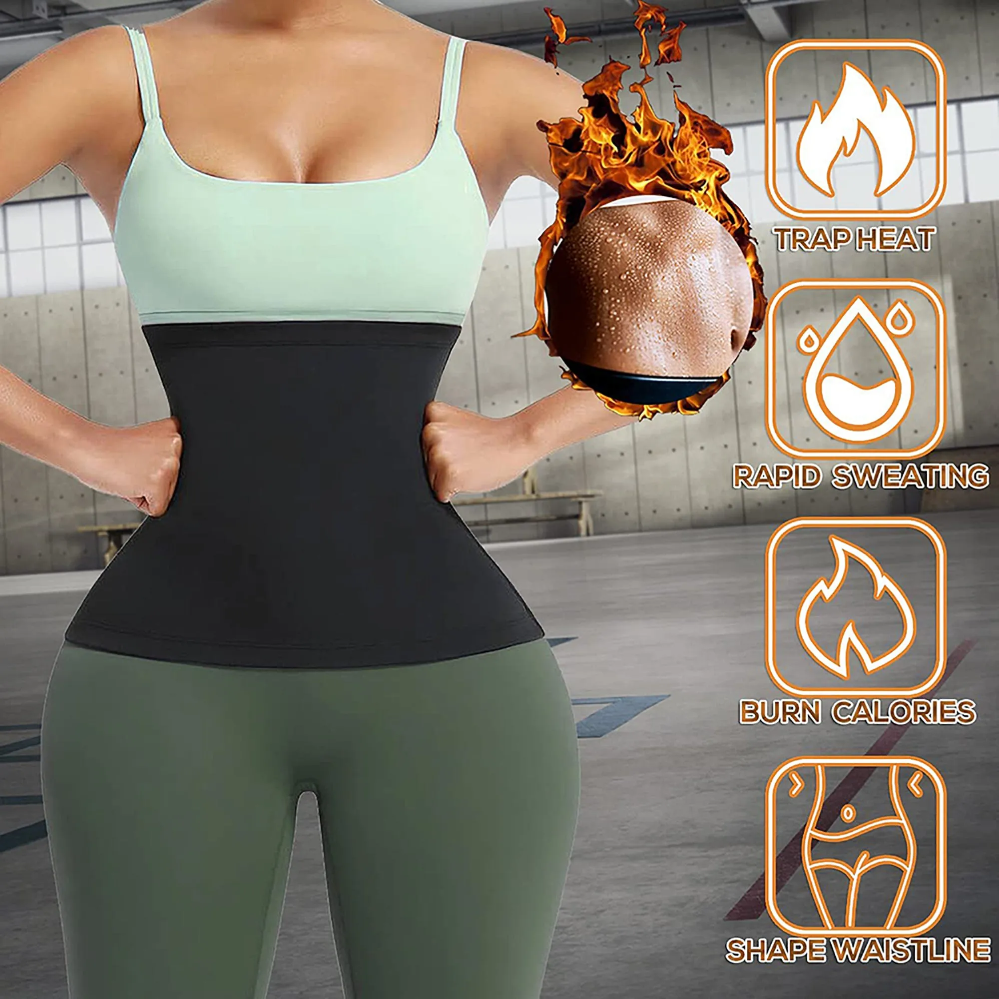 Waist Trainer for Women Sauna Slimming Belt Sweat Band Belly Fat Trimmer