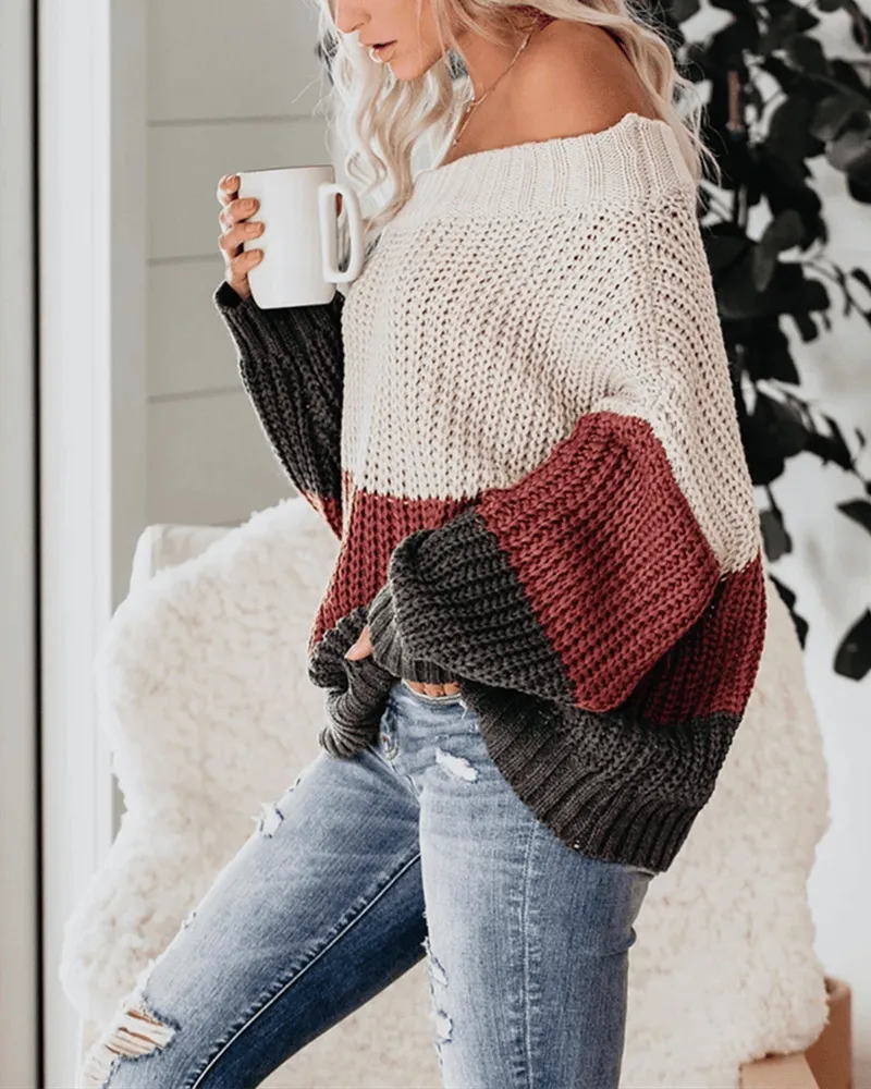Warm You Up Colorblock Knit Sweater