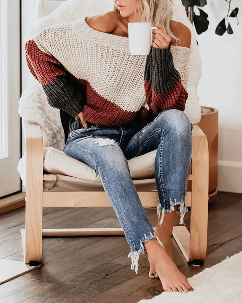 Warm You Up Colorblock Knit Sweater