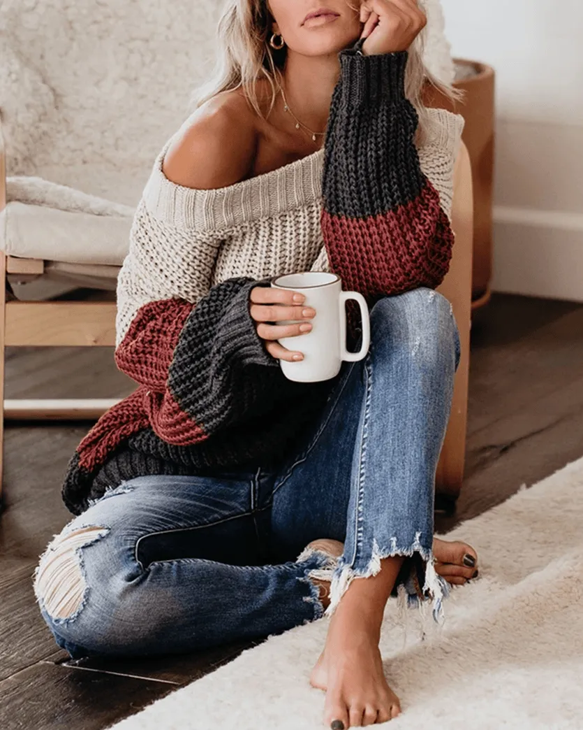 Warm You Up Colorblock Knit Sweater
