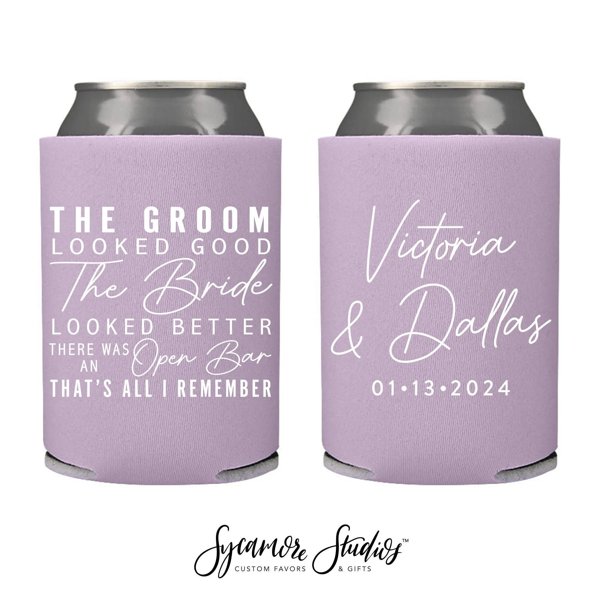 Wedding Can Cooler #160R - The Groom The Bride