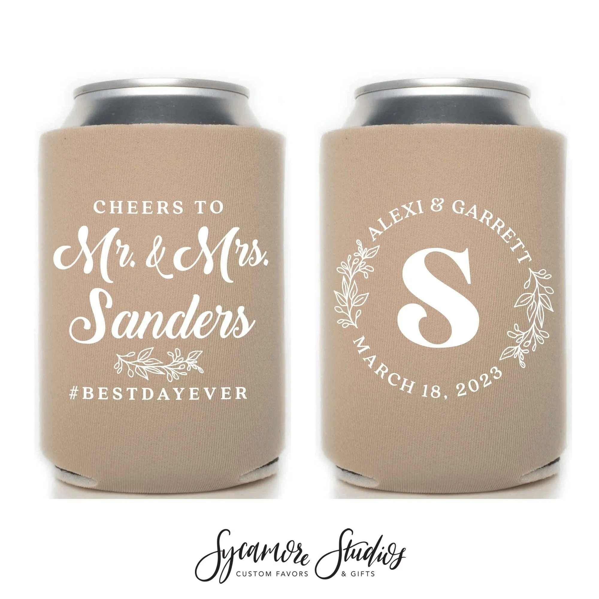 Wedding Can Cooler #193R - Cheers to The Mr and Mrs
