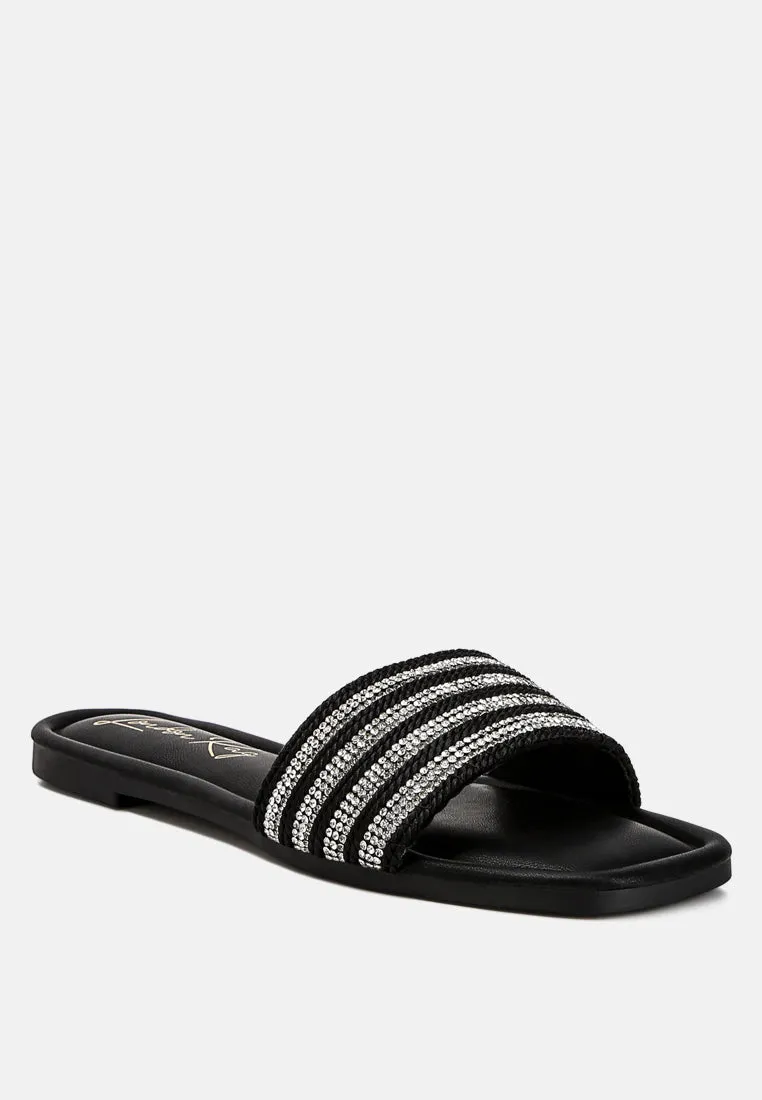 White Rope N Dimanate Slip-On Flats By Ruw