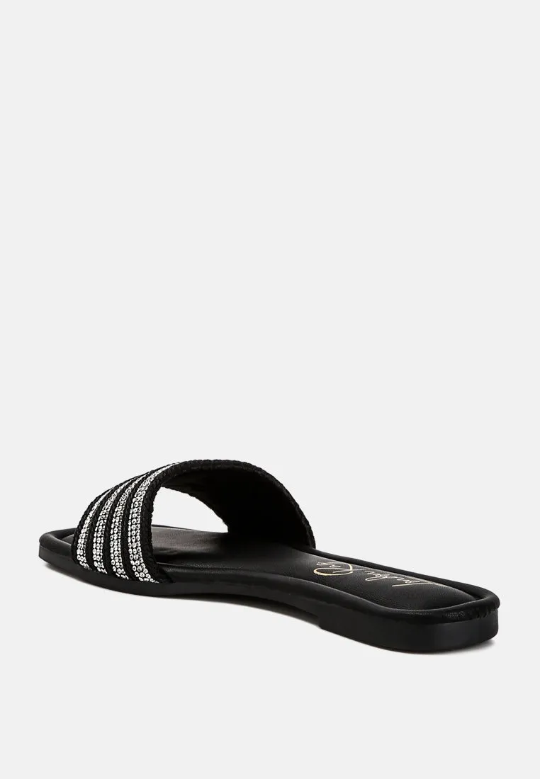 White Rope N Dimanate Slip-On Flats By Ruw
