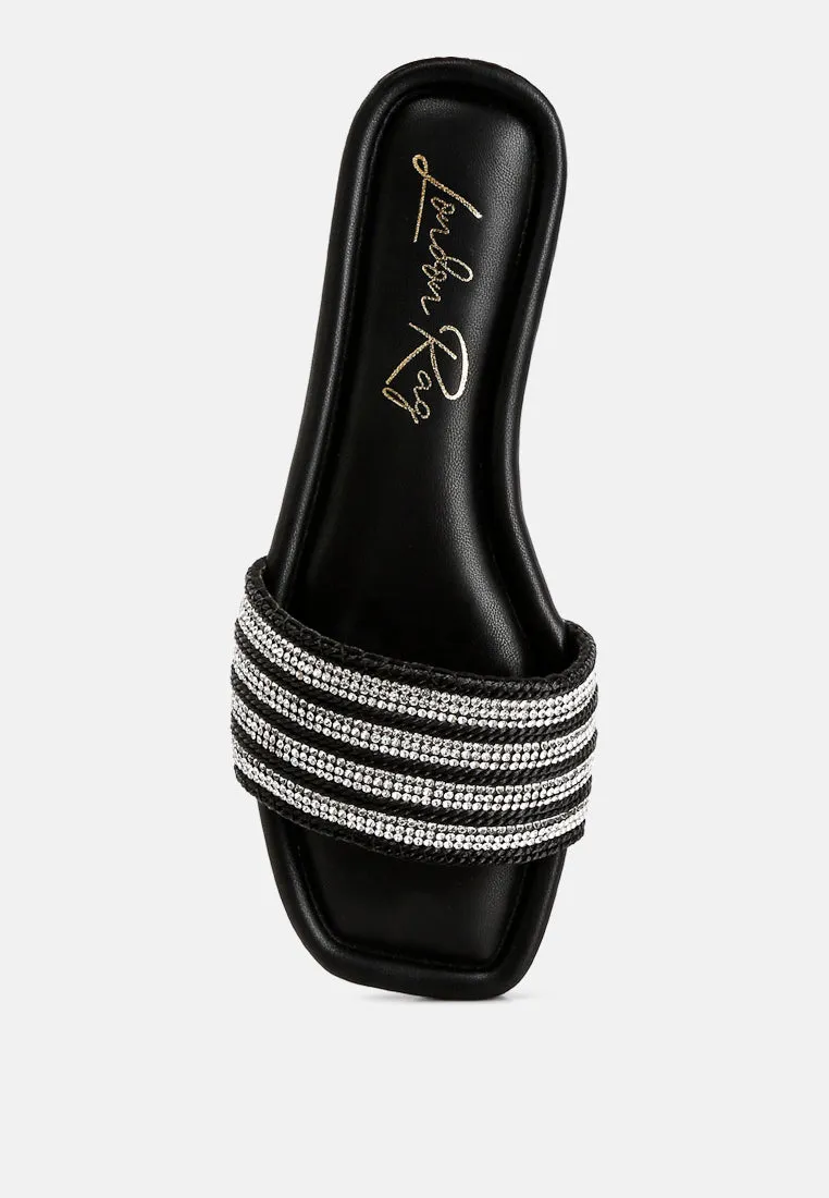 White Rope N Dimanate Slip-On Flats By Ruw