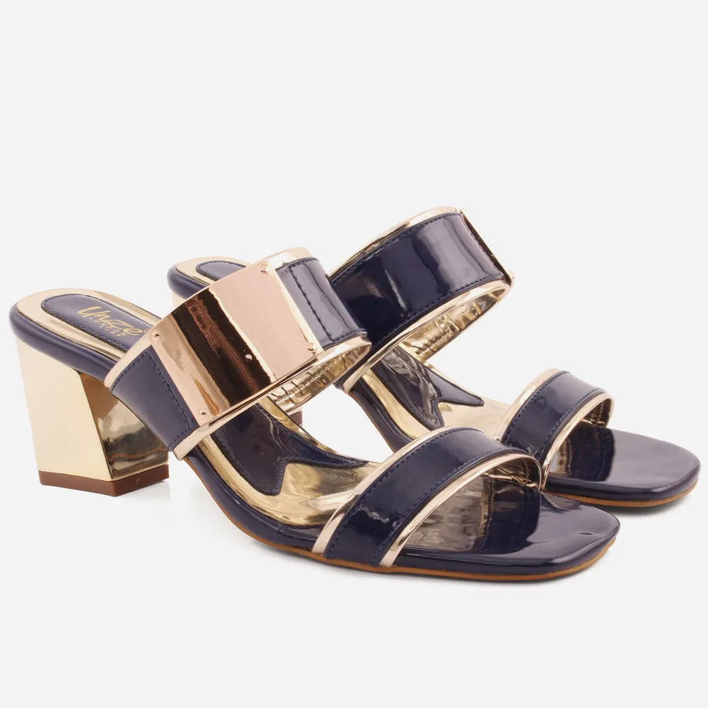 WOMEN "KEY" BLOCK HEEL STYLISH SLIPON SANDALS