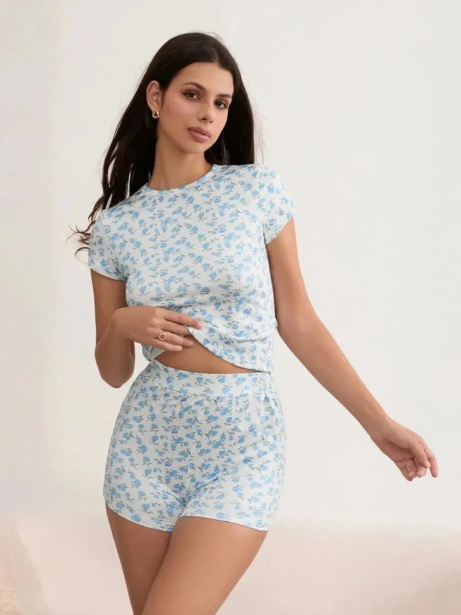Women’s 2-piece outfit with off-shoulder ruffle crop top and high-waist wide-leg pants, solid color, casual summer wear