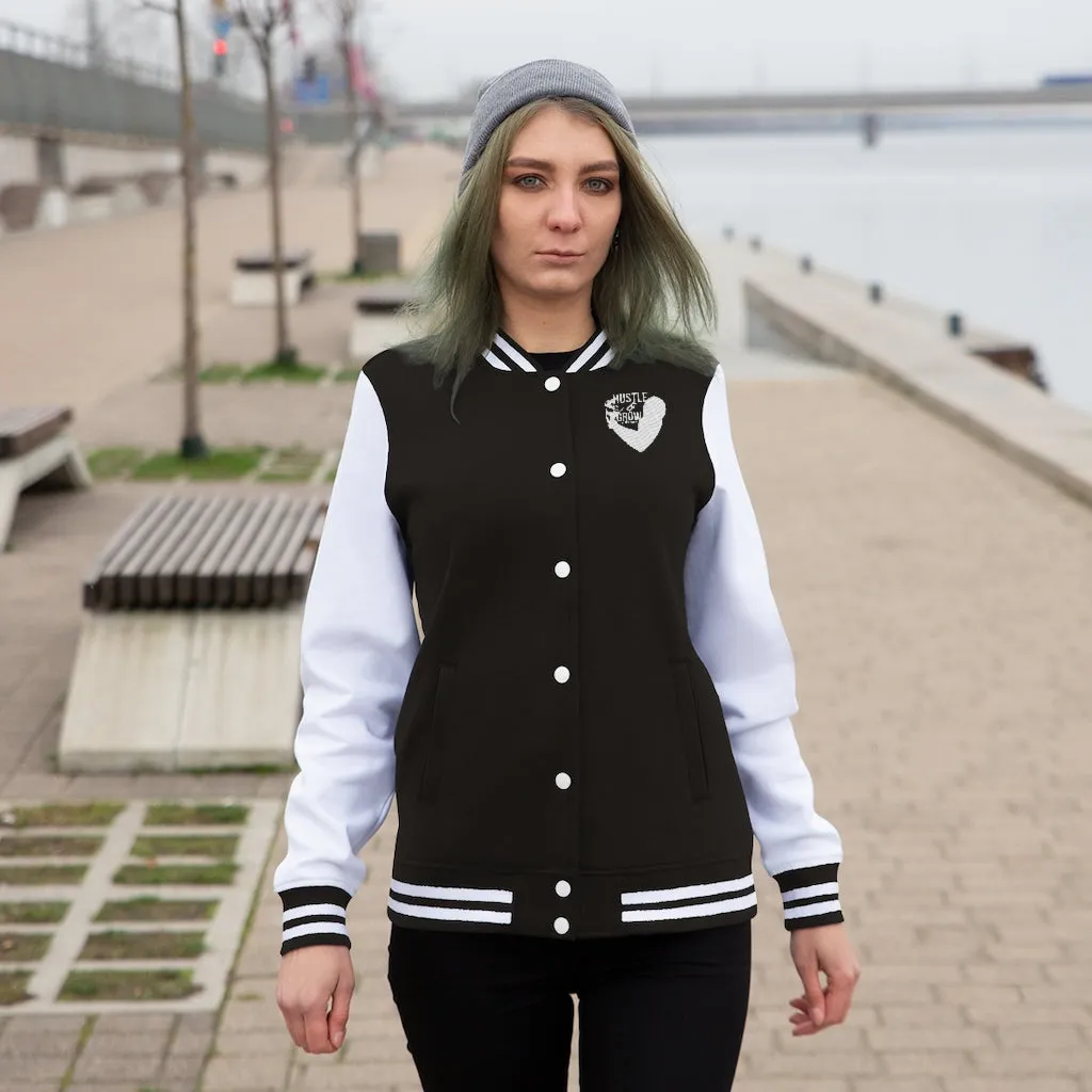 Women's Hustle & Grow Varsity Jacket (Black)