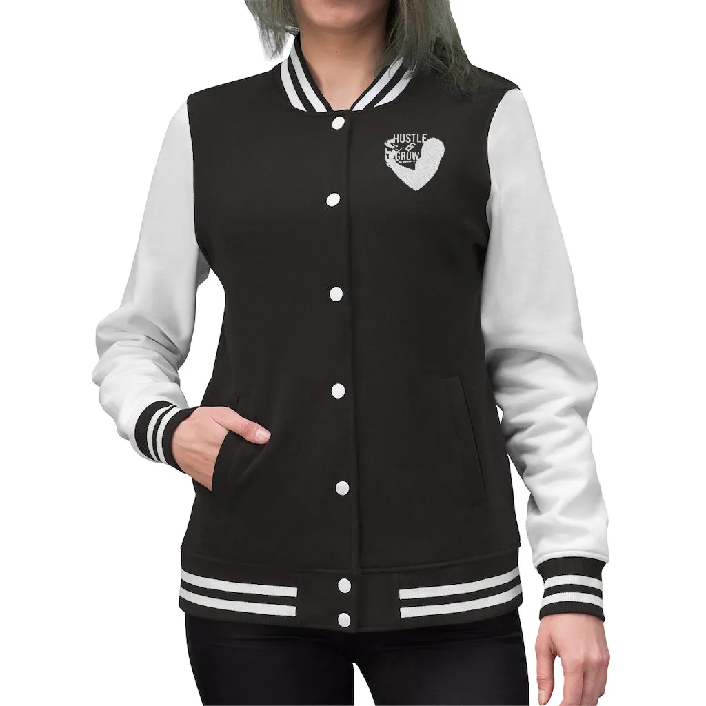 Women's Hustle & Grow Varsity Jacket (Black)