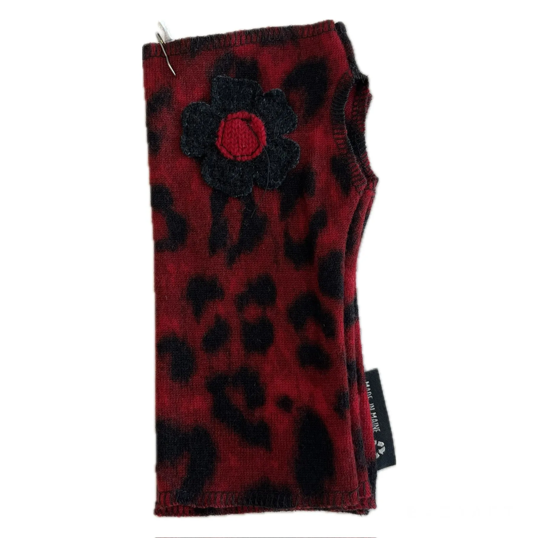 Wool Short Flower Fingerless Mittens