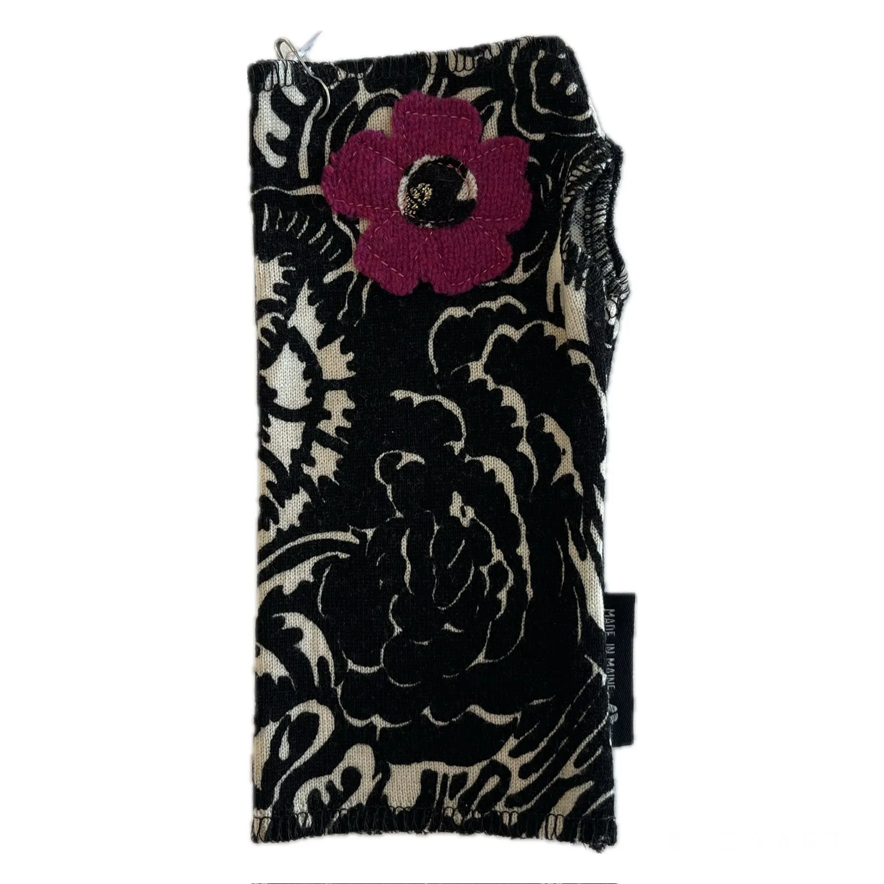Wool Short Flower Fingerless Mittens
