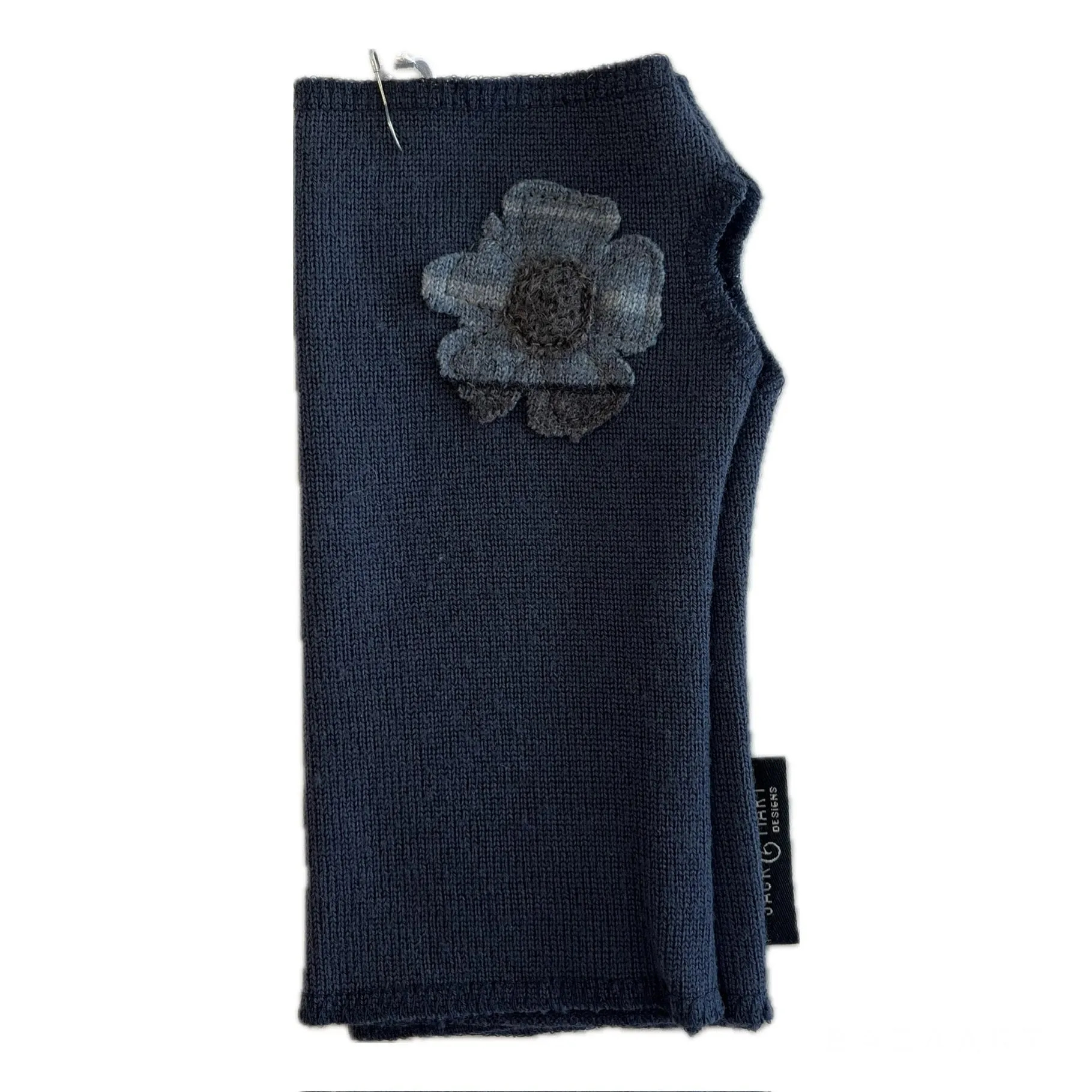Wool Short Flower Fingerless Mittens