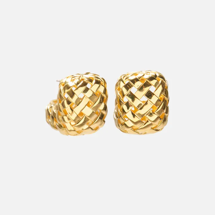 Woven Hoops in Gold