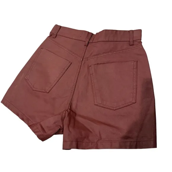 Zara Burgundy Coated Mom fit Shorts size 4