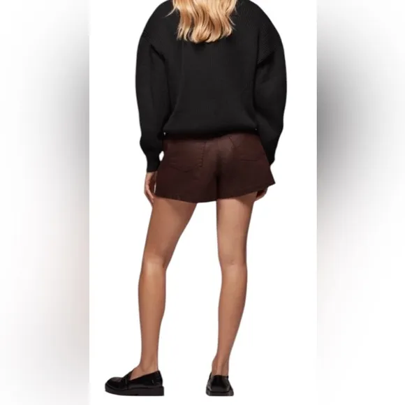 Zara Burgundy Coated Mom fit Shorts size 4