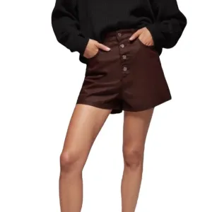 Zara Burgundy Coated Mom fit Shorts size 4